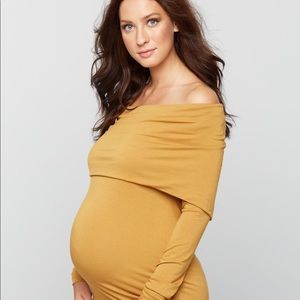 A Pea in the Pod maternity cowl off shoulder top